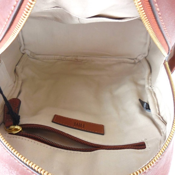 Frye Front Slit Cognac Brown Backpack Leather Bag - Picture 5 of 8